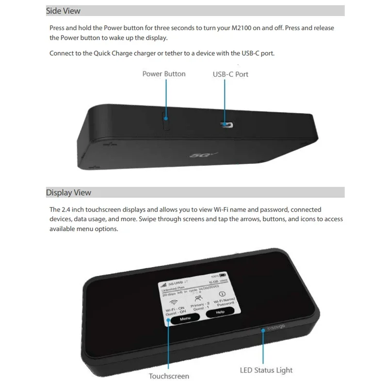 Inseego M2100 Portable Wireless MiFi 2.4\