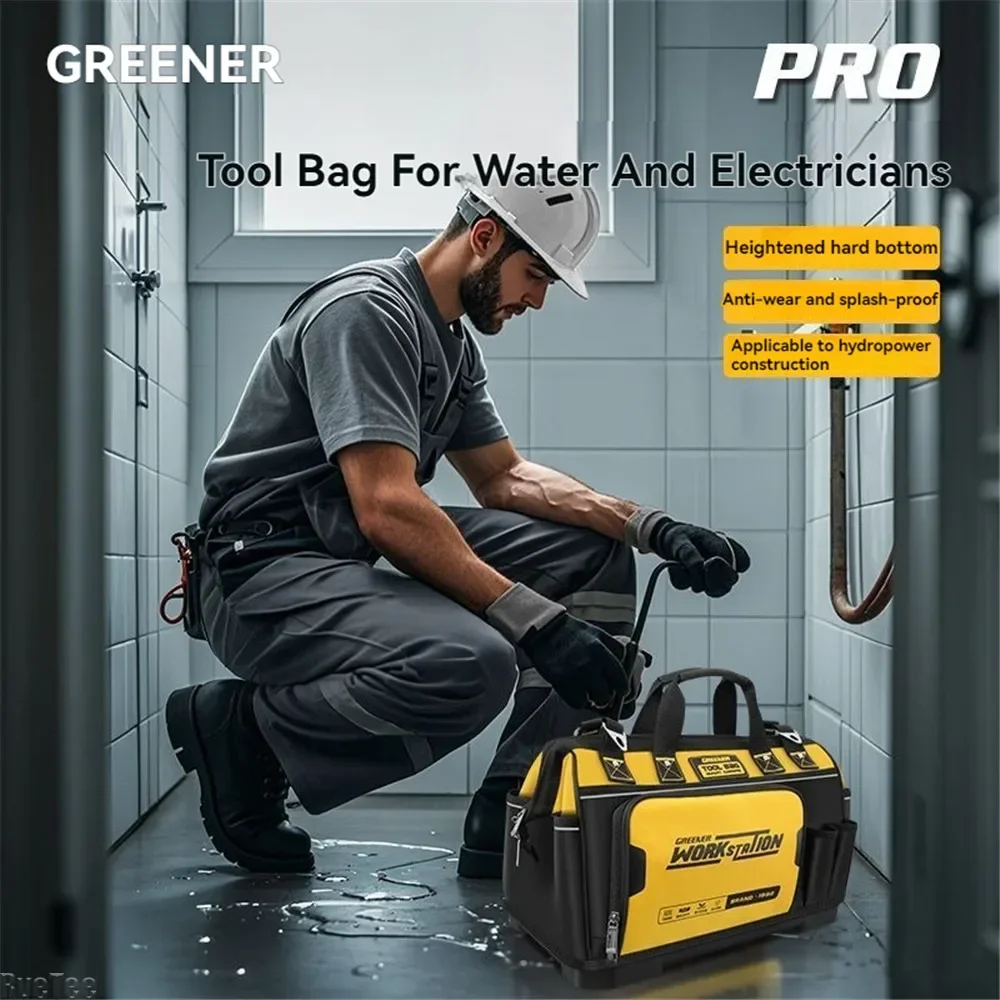 GREENER 1680D Heavy Duty Tool Bag with Shoulder Strap for Electrician Tool Organizer Pouch Man Gift