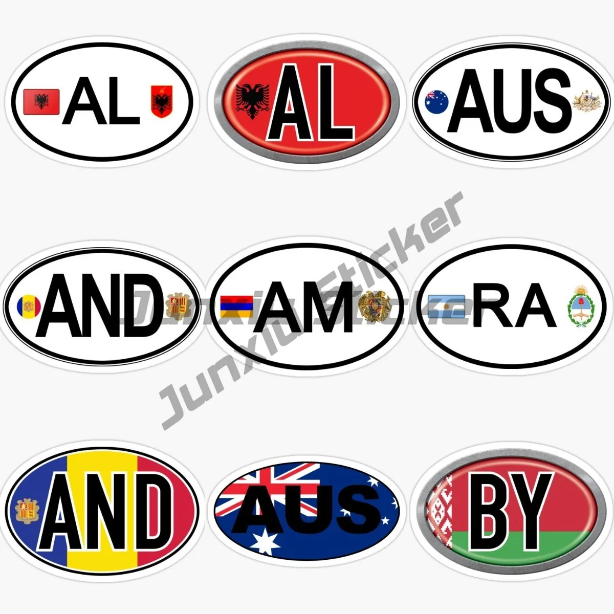

Oval National Flag Stickers Albania AL AUS AND AM RA BY Car Stickers Vinyl Waterproof Decor Decals