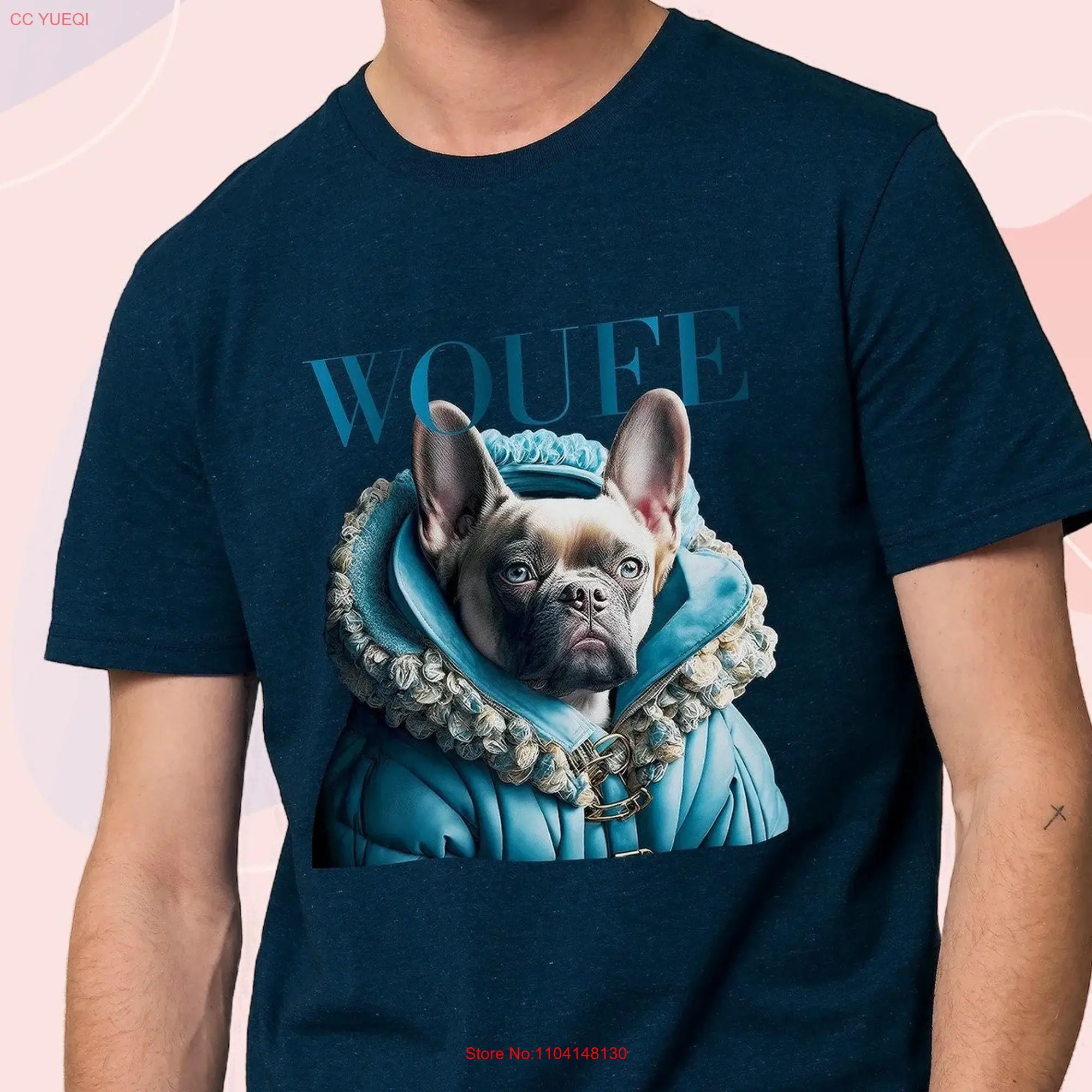 Fashion French bulldog t shirt Illustrated Frenchie gifts for her Woufe design Creator DOGAILAND long or short sleeves