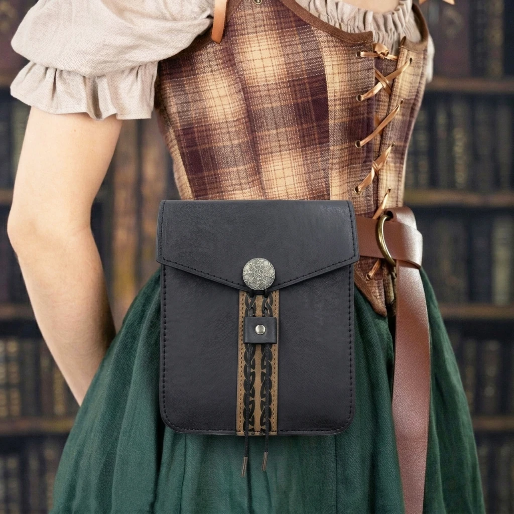 Medieval Nordic Viking Style Waist Bag Renaissance Retro Leather Belt Pouch  for Halloween LARP Cosplay Party