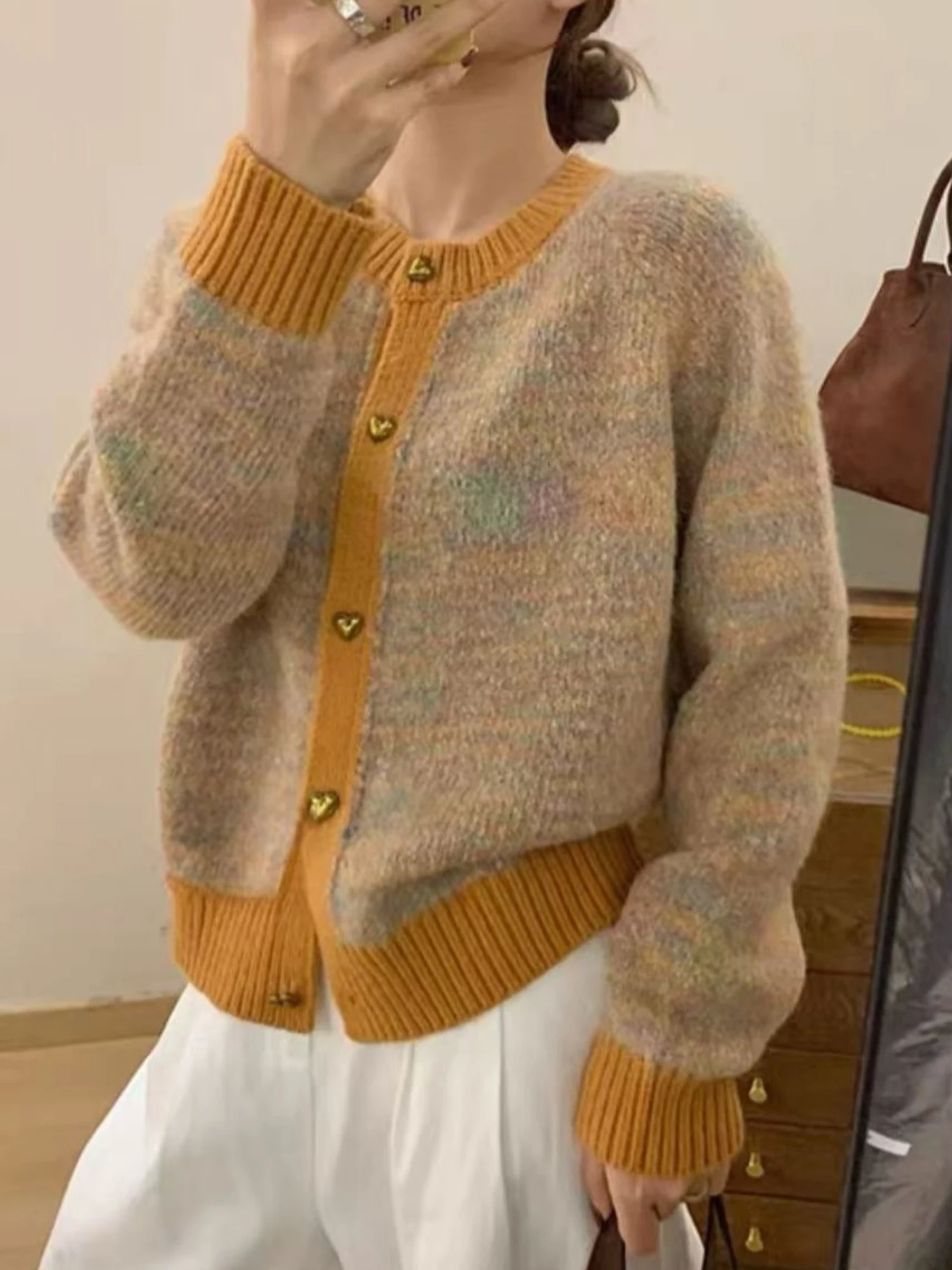 Retro Artistic Floral Tunic Sweater Cardigan Women's Casual Long Sleeve Spring Autumn New Style Super Beautiful Fragrance Style