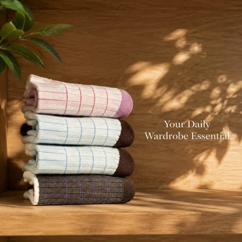 Women Striped Color Block Cotton Crew Socks Soft Breathable Elastic Mid Calf Socks Daily School Skirts Jeans Ladies Casual Socks