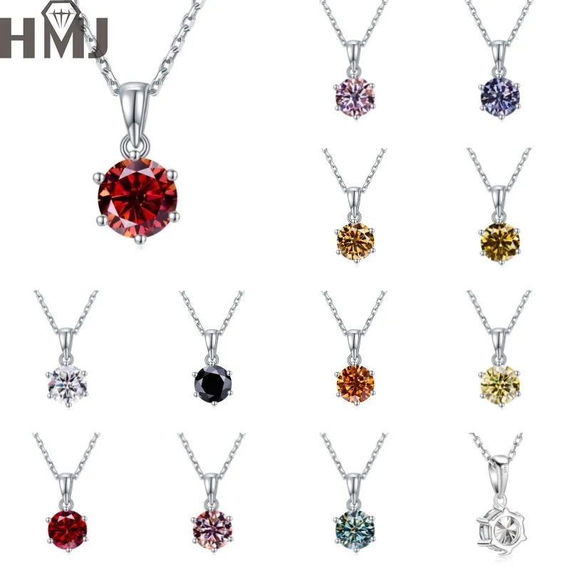 

Multicolor Moissanite 6 Prongs Pendant Necklace S925 Sterling Silver GRA Certified High Quality Dazzling Fire Anniversary Gift