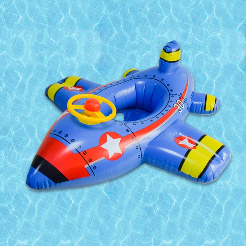 Kids Plane Shaped Swimming Ring Pool Float Toy Summer Vacation Tool