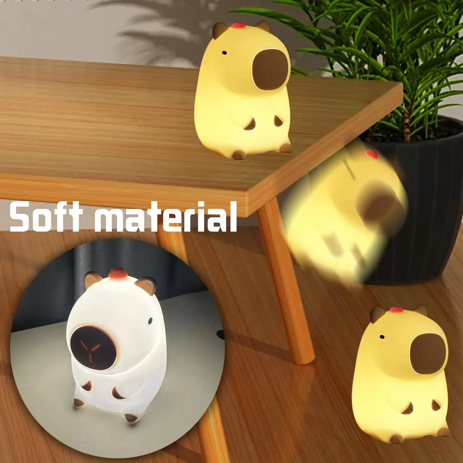 Cute Capybara LED Night Light 7 Colors Touch Cartoon Silicone Bedside Sleep Lamp for Kids Birthday Gift for Children's Room