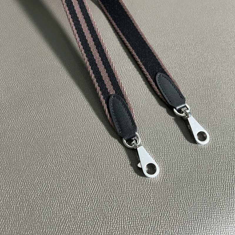 Hot 2.5cm Wide Top Grain Leather Genuine Leather Material Colorful Striped Canvas Strap Shoulder Strap Suitable For Kelly Bag