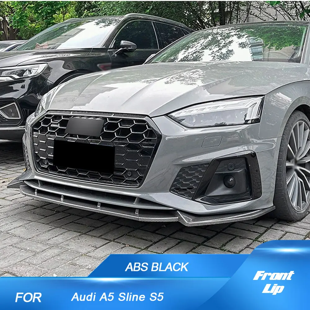 

Передний бампер, спойлер, передний бампер Canard Lip Splitter для Audi A5 Sline S5 2021-2024, 3 шт., ABS, глянцевый/углеродный вид, передняя губа