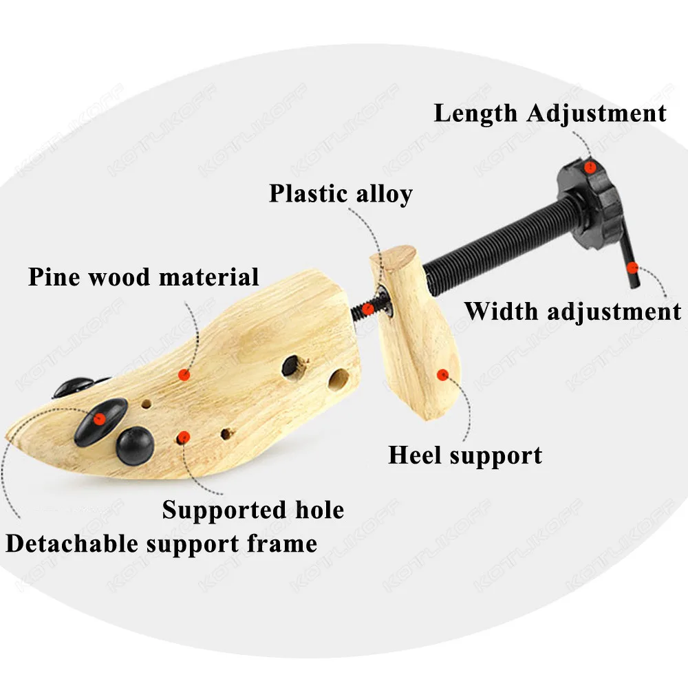 Wooden Shoe Stretcher Shoes Tree Shaper Rack Pine Wood Shoe Tree Adjustable Flats Pumps Boots Expander Trees For Man Women 1 PCS