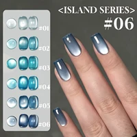 12ML 1 Uds verano y otoño isla cuentas de vidrio imán ojo de gato Gel esmalte de uñas uñas azules suministros para decoración de uñas