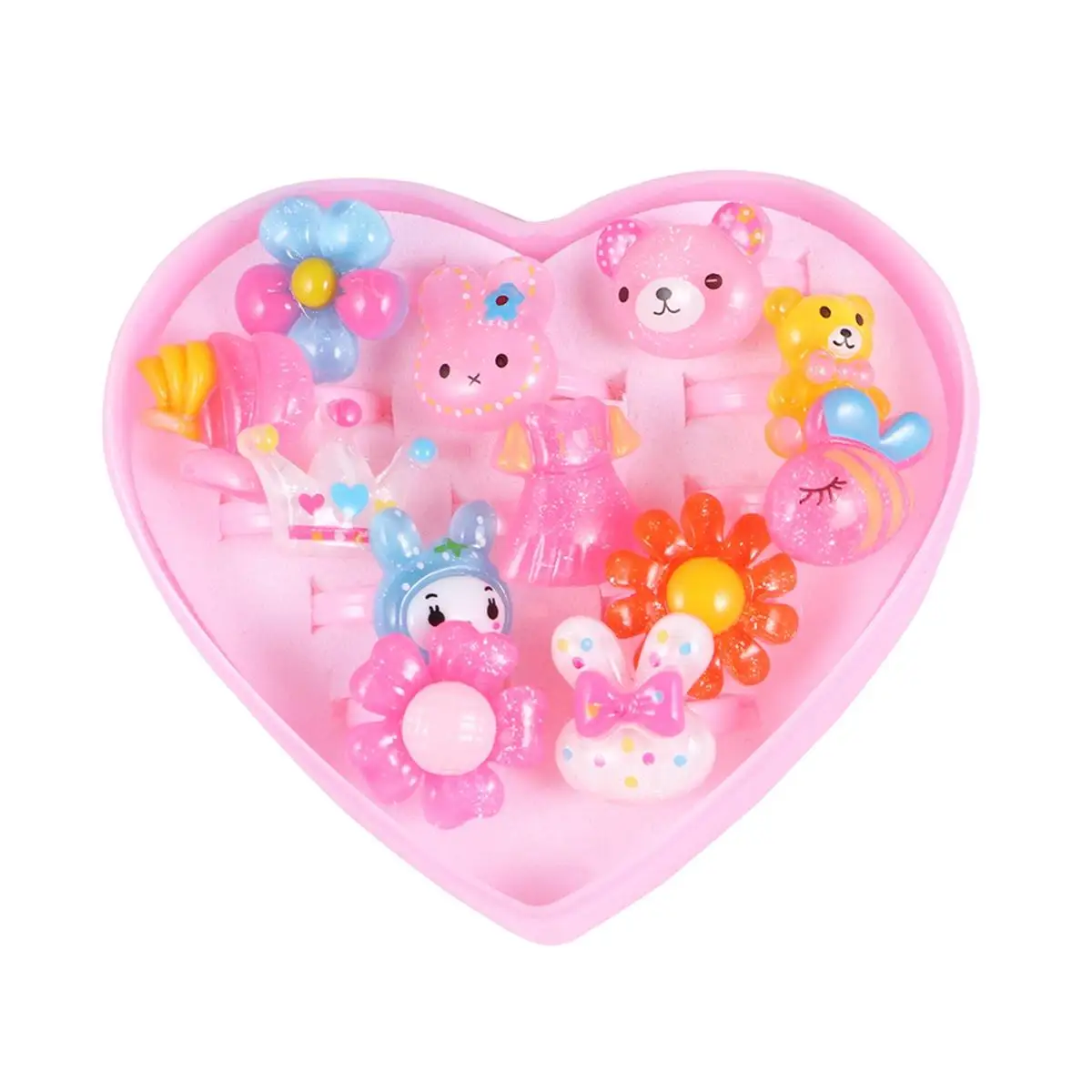 

12 Pcs Cartoon Ring Rings for Kids Colorful Little Girls Jewelry Assorted Children Birthday Party