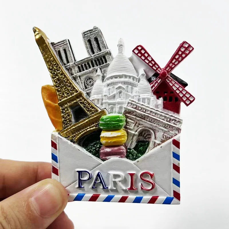 

3D Eiffel Tower & Sacre Coeur Paris Decorative Refrigerator Magnets, Cute & Functional, Resin Material- Perfect for Home