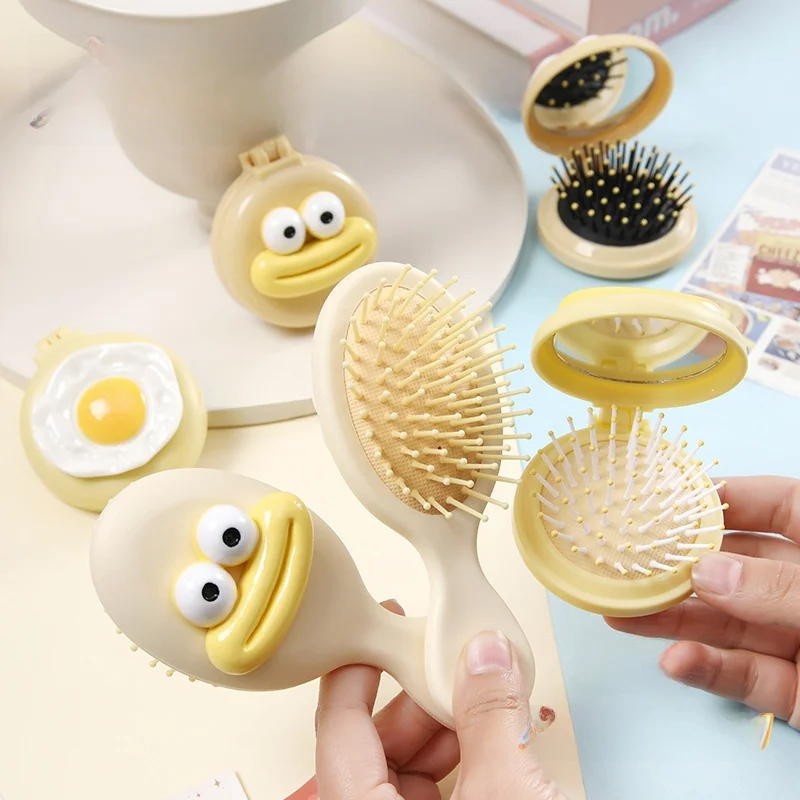

Portable Iatable Comb Cute Big Mouth Air Cuion Bru for Students Girls Personal Massage Comb Folding Comb W9