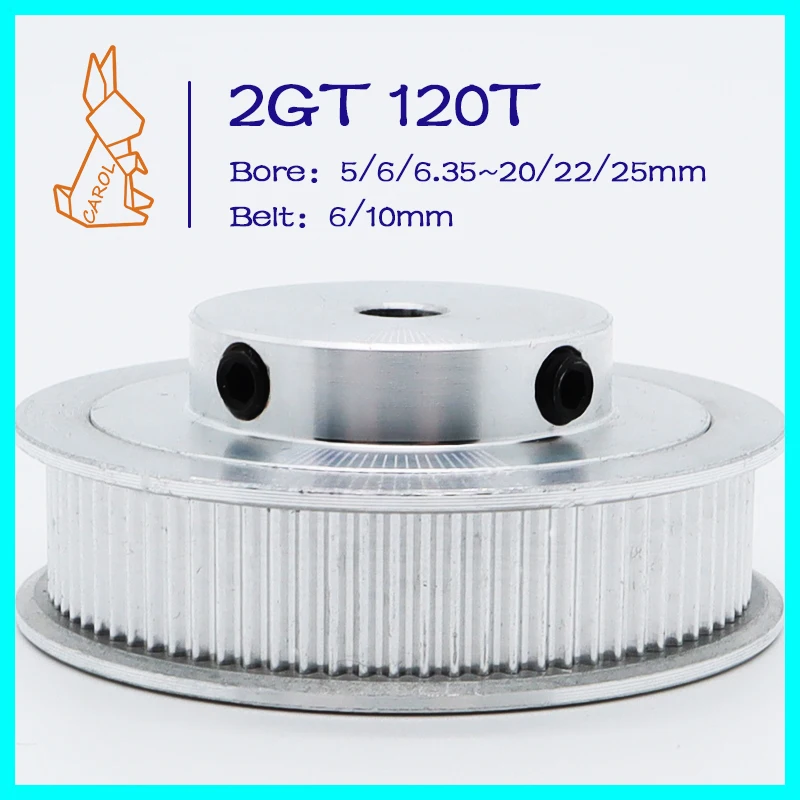 

120Teeth GT2 Synchronous Wheels Bore 5/6/8~20/22/25mm 2M Tooth Belt Width 6/10mm 3D Printer Parts Timing Pulley 120T 2GT Pulley