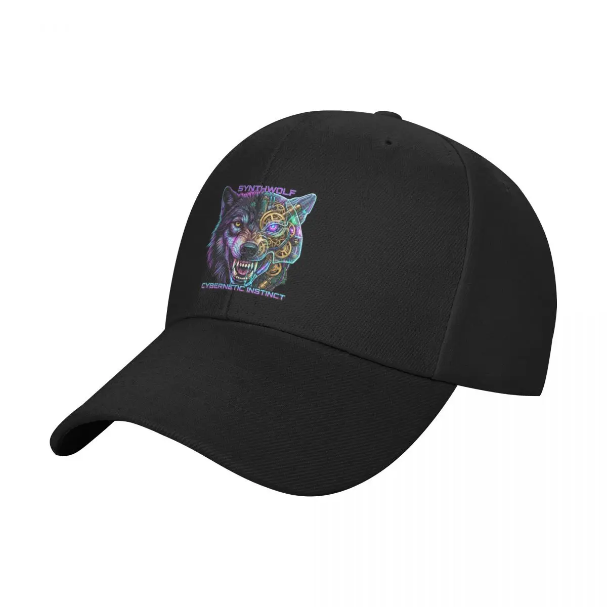 Fashion Synthwolf Cybernetic Instinct Bio-Mechanical Art baseball cap Denim Dad Hat Golf Cap