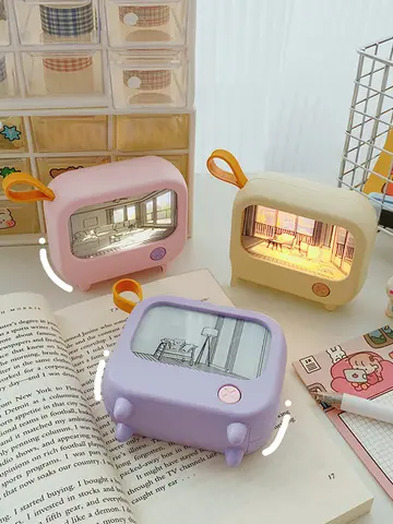 TV Painting Night Light Led Cute Child Learning Table Lamp Room Home Decoration Atmosphere Lighting Mini Desktop Birthday Gift