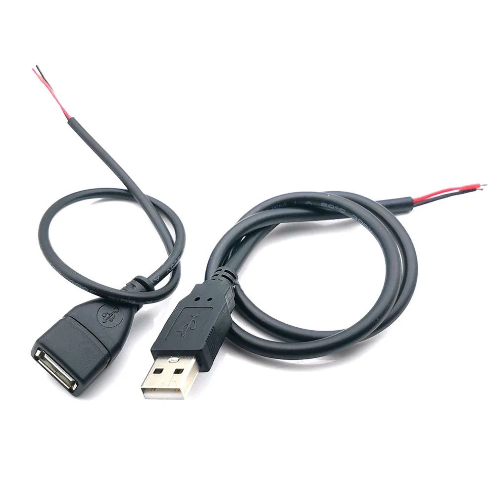 1pcs Power Supply Cable 2 Pin USB 2.0 3A Female 7A male wire Jack Charger charging Cord Extension Connector DIY Power line