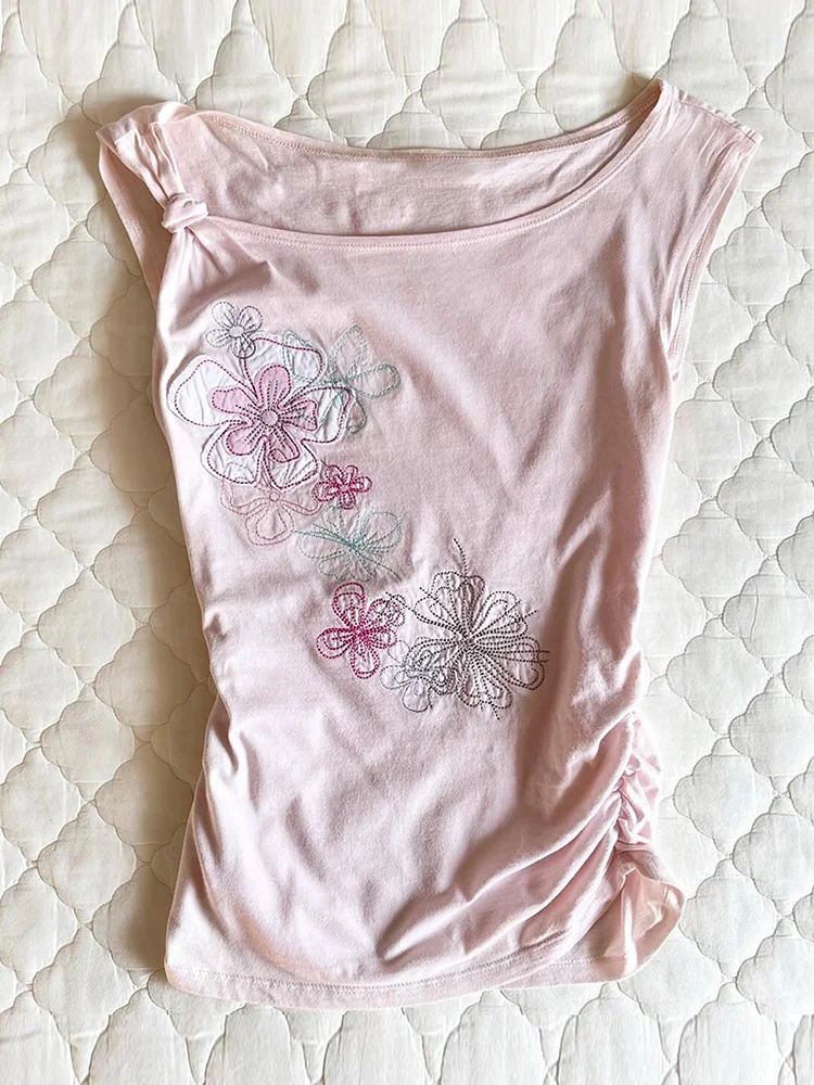 

Цветочный конец, оригинальный ретро уникальный красивый розовый топ с колючками для похудения ort Sve T irt, женский дизайн, лето