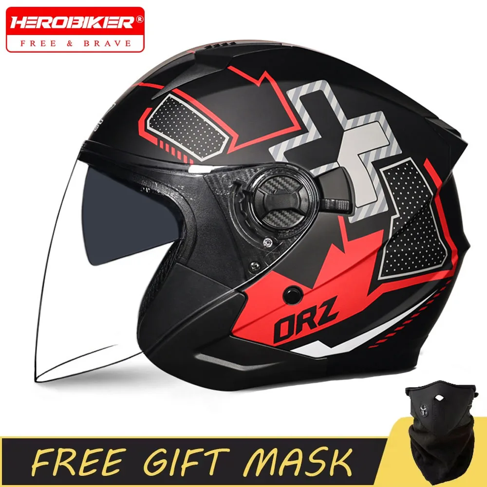 2025年最新高品質バイクヘルメットハーフカバーデュアルレンズオートバイ用ヘルメット男女兼用カップル用バイクヘルメット