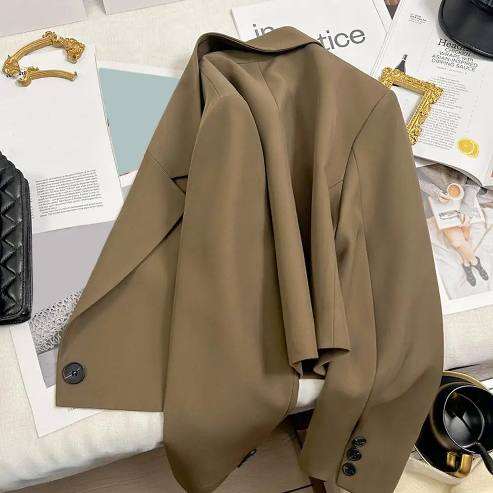 

Women Suit Coat Elegant Lapel Suit Coat for Women Stylish Commute Office Wear Short Solid Color Jacket for Work Outfits Commute