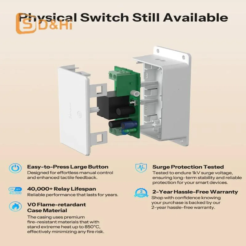 

Basic Gen5 Matter Over Wi-Fi Smart Switch BASIC-1GS Matter Protocol Большая сенсорная поверхность Надежная работа с экосистемой