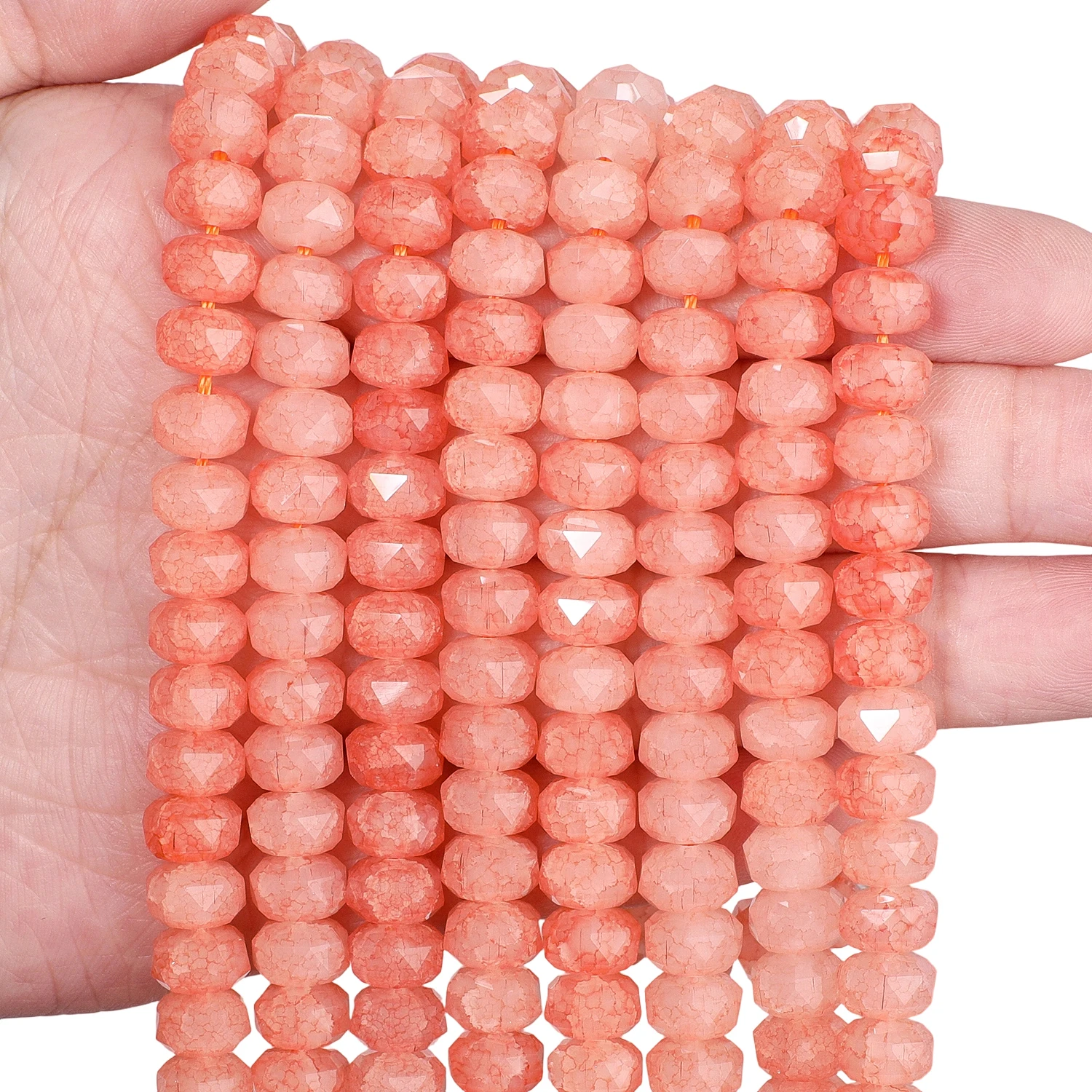 8x5mm Rissmuster Facettierte Glasperlen Bunte Radförmige Glatte Perlen für Schmuckherstellung DIY Halskette Anhänger Zubehör – Detail 8