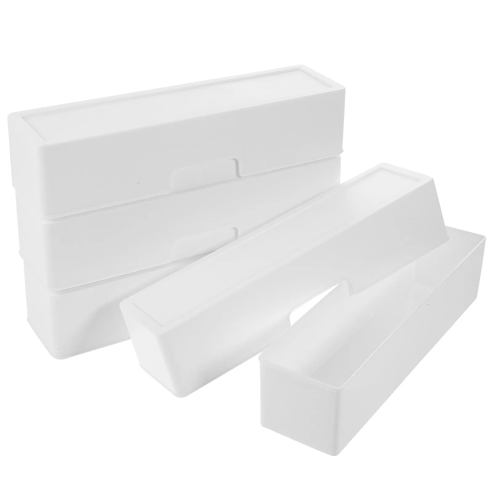 4Pcs PP Desktop Organizer Box with Lid – Pen, Paper Clip, Notepad, Brush & Jewelry Storage