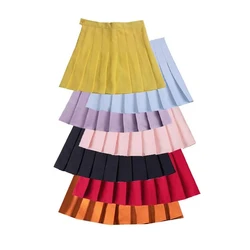 XS- 5XL Summer High Waist Skirts Womens Sexy Candy Color School Mini Skirts Black White Short Pleated Skirt Korean Tennis Skirts