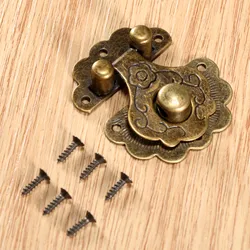 1 set Hardware Latch Hook Decorative Jewelry Box Hardware Wooden Boxes Furniture Buckle Clasp Lock Wood Case Hasp