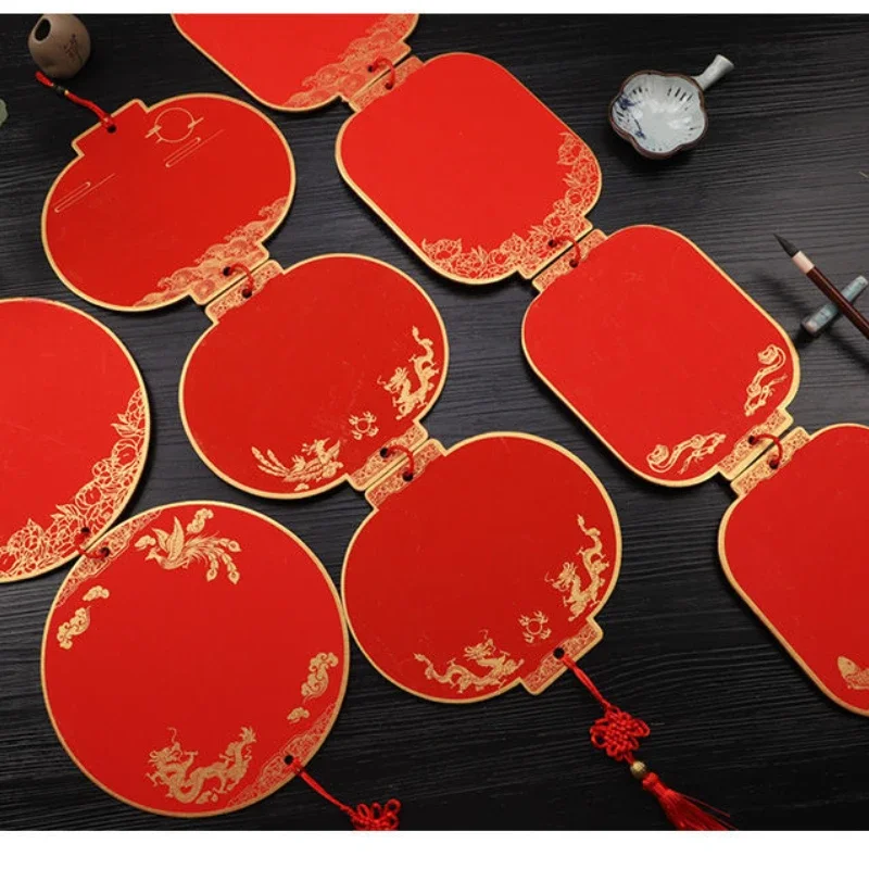 Batik Red Rice Paper Cards Red Half-Ripe Xuan Paper Brush Calligraphy Drawing Papier New Year Wedding Festival Decoration Card