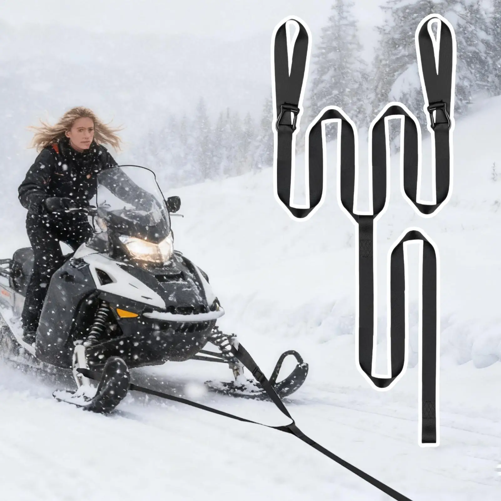 حزام السحب أداة السلامة الثقيلة مع هوك زلاجات السلامة الثلج حبل للسحب لفصل الشتاء على الطرق الوعرة مغامرات التخييم على الجليد #2