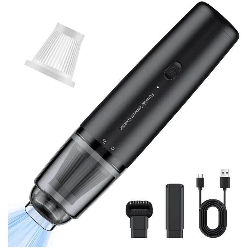 B07B-For Car Handheld Cordless Vacuum Cleaner 13000 PA Suction Power, Portable Mini Vacuum For Car Home Office And Pet Hair Blac