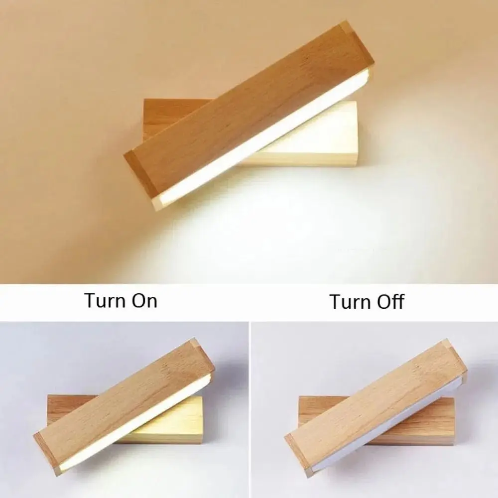 

Modern Nordic Soft Light Bedroom Wall Lamp Button Switch Rotatable Wall Light Acrylic Wooden Led Luminaire Bathroom