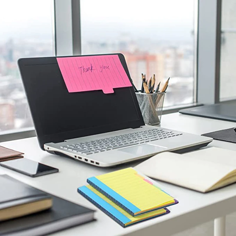 10Pcs 5.9X3.9 Inch Lined Sticky Notes Strong Adhesive Note Pads For Study Notes Works School Office Supplies