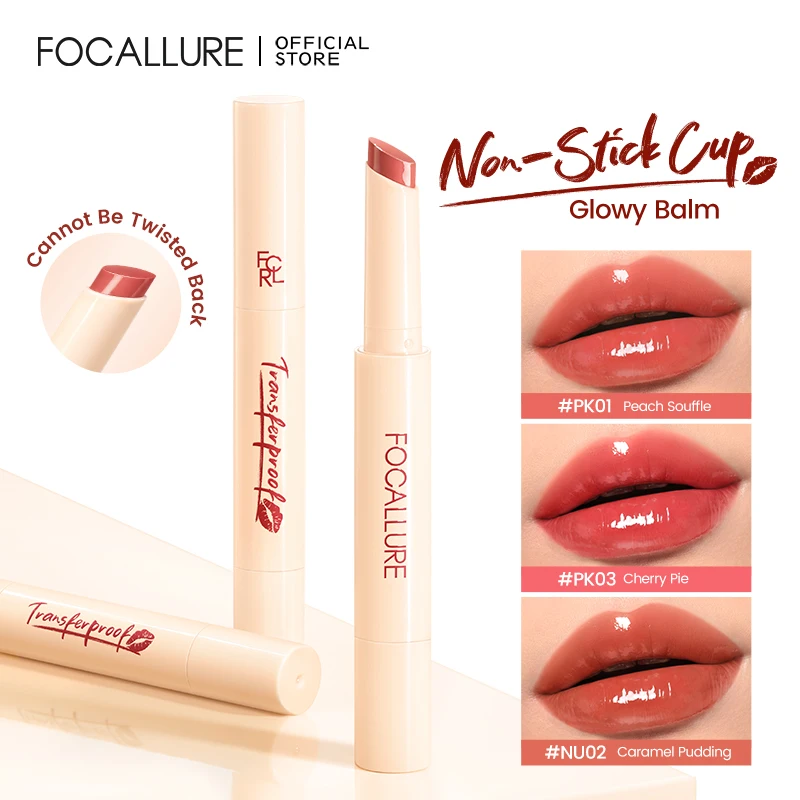 FOCALLURE Translucent Lustre Feuchtigkeitsspendender Lippenbalsam, langlebig, leicht, antihaftbeschichtet, wässriger Lippenstift, Stift, Make-up-Kosmetik