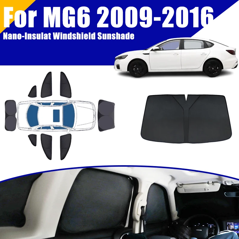 Full Coverage Sunshade For MG6 GT 2009-2016 2010 2011 2012 2013 Car Accessories Auto Windows Visor Privacy Cover Black Foldable