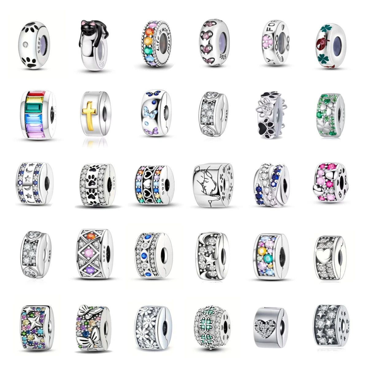 

Лидер продаж, серебро 925 пробы, собачья лапа, котенок, счастливая трава, бусины, украшение, позиционирующий зажим, подходит для оригинального браслета «сделай сам», женские украшения