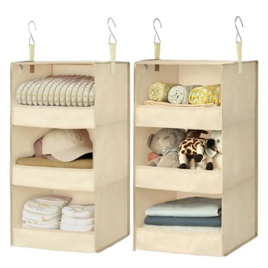 

Подвесные органайзеры для шкафа с 3 полками и складной конструкцией, с 2 металлическими крючками, герметичная подвесная полка для хранения