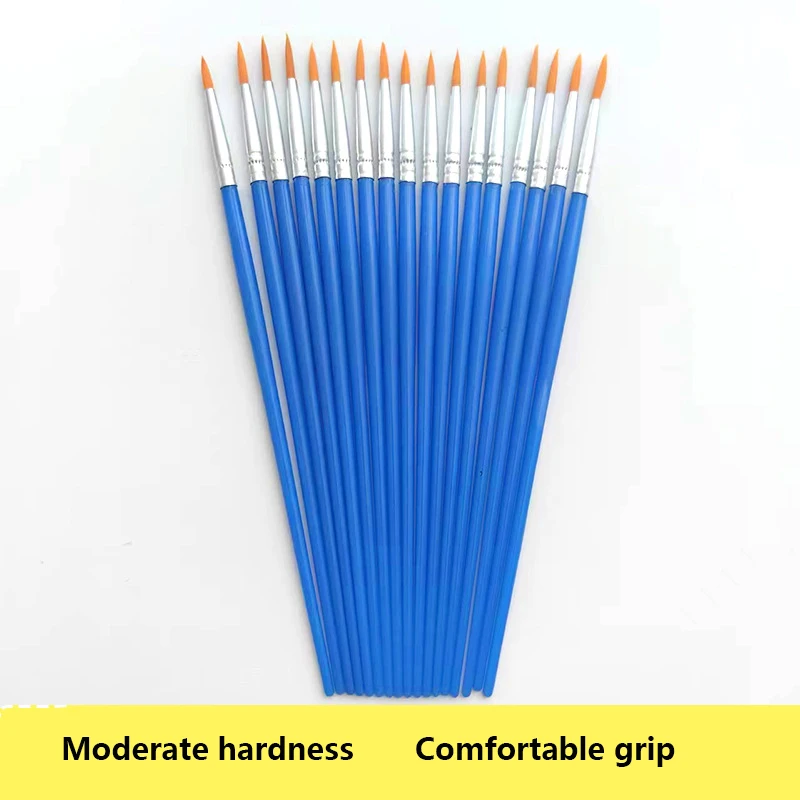 12pcs plastic rod digital oil painting brushes, nylon outlining brushes, flat head brushes, and special brushes for colorin