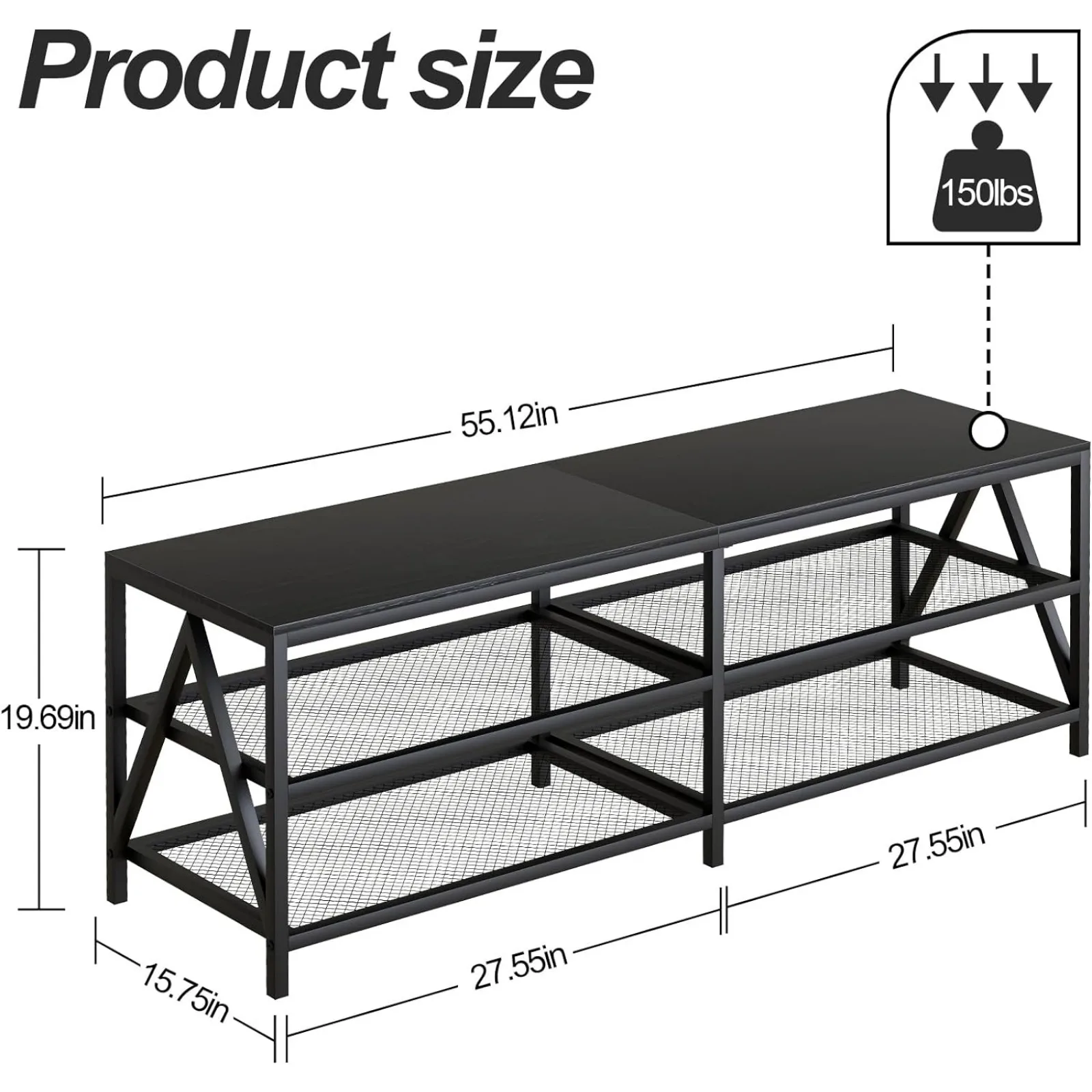 US TV Stand for TV up to 65 Inch, Long 55