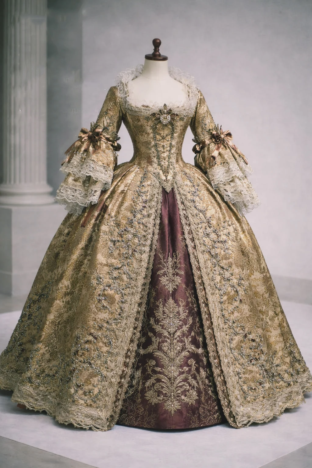 18. Jahrhundert Robe à la Française Luxuriöses Prächtiges Französisches Hofkostüm Viktorianisches Rokoko Barock Prinzessinnen-Ballkleid