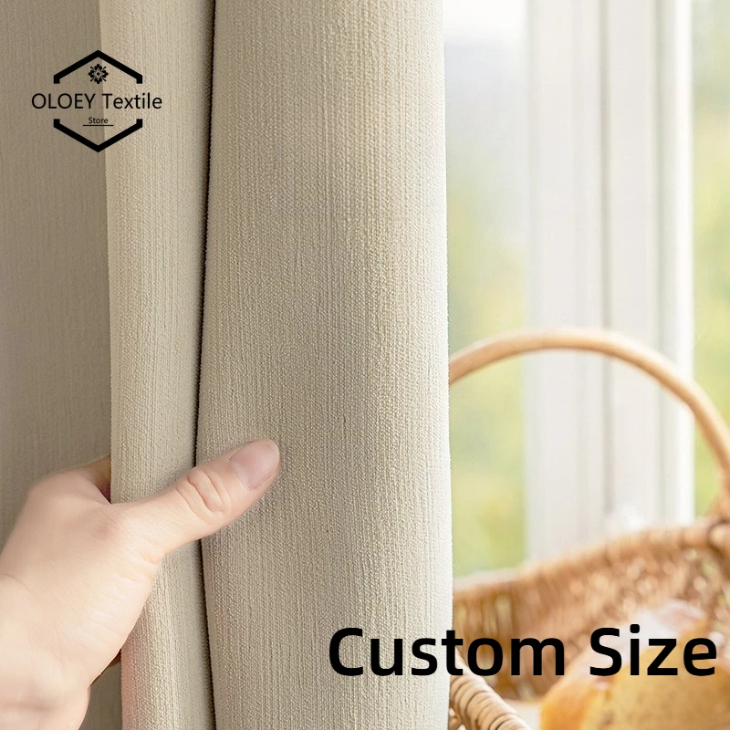 Custom Size White Tulle European Cream Velvet Chenille Blackout Simple Luxury Curtains for Living Dining Room Bedroom Elegant