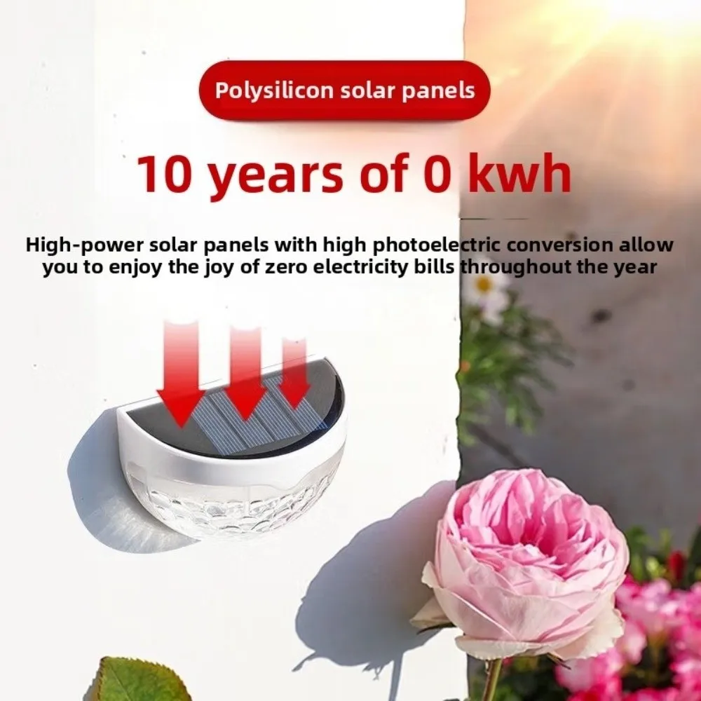 2 قطعة أضواء السياج الشمسية LED مقاوم للماء توفير الطاقة أضواء ديكور المنزل التحكم في الضوء المموج في الهواء الطلق ضوء الليل #5