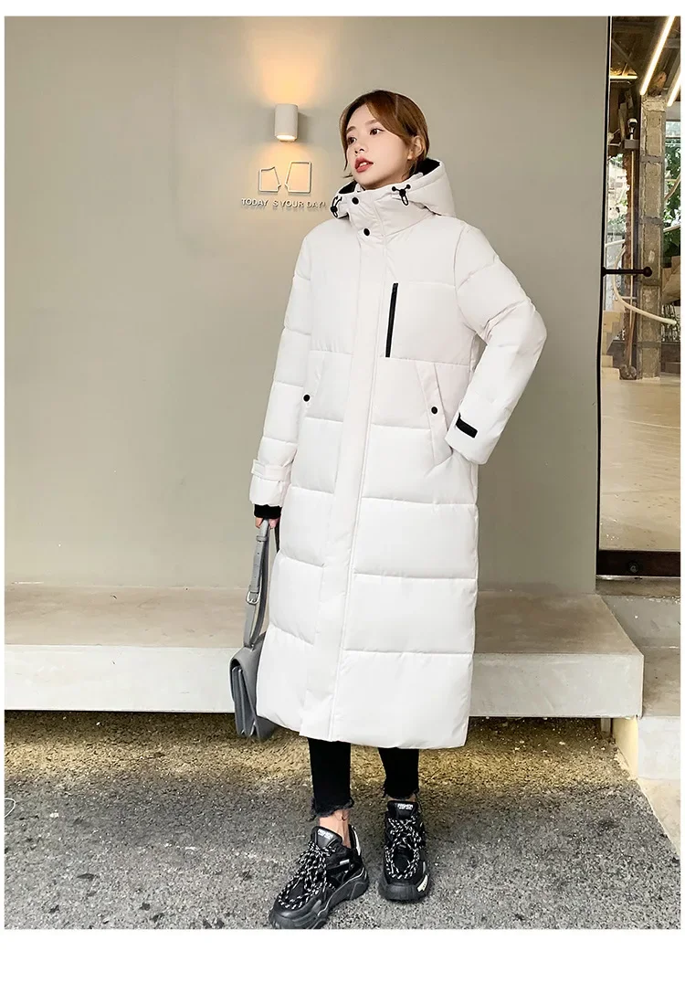 Women Parkas Coats Hooded Jackets Solid Pocket Zipper Long Sleeves Thick Slim Fit Wide Waist Elegant Casual  Autumn Winter