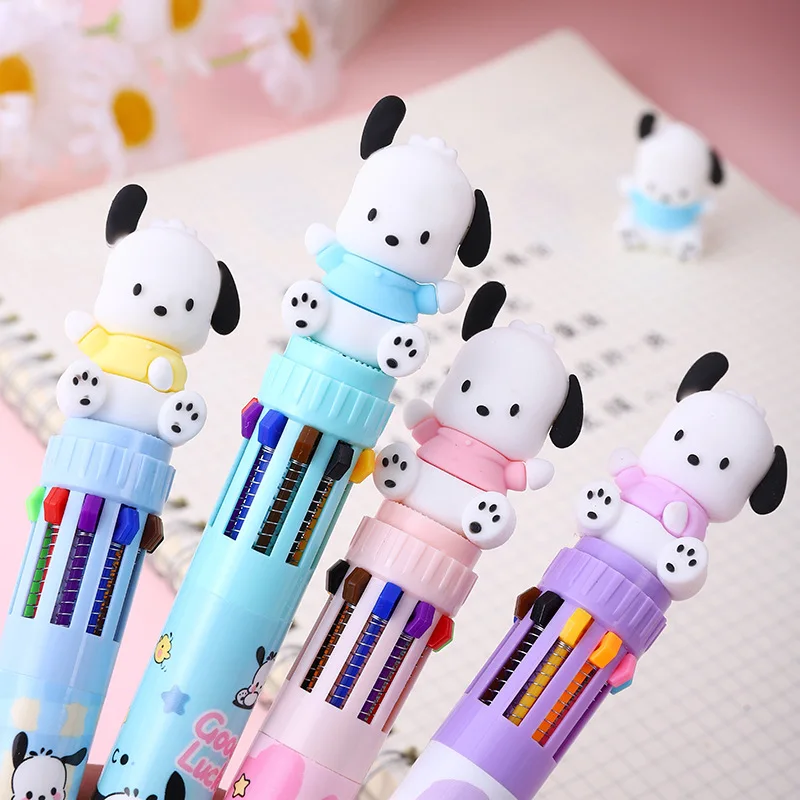 4 buah/lot Kawaii Sanrio Pochacco pulpen pena Cute10 warna rol bola pena sekolah kantor perlengkapan menulis