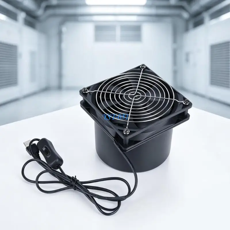 E15A Pet Habitat USB Duct Fan with Cable Control and Air Exhaust Use
