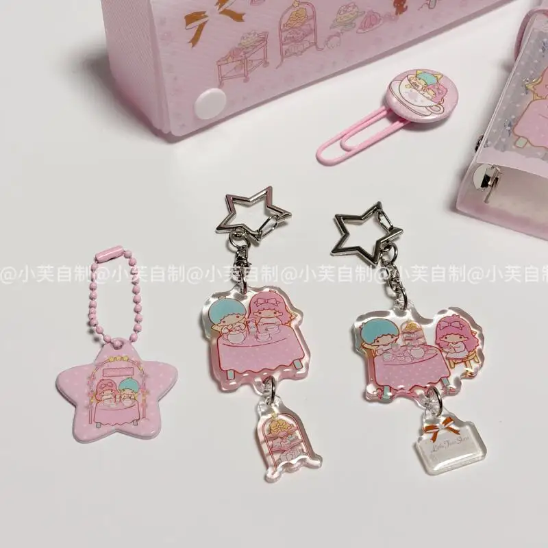 

Kawaii Cartoon Little Twin Star Star Buckle Keychain Creative Accessories Hand Account Backpack Pendant Girls Birthday Gift
