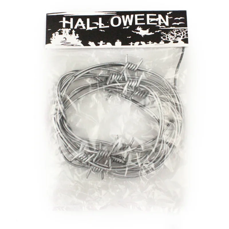 House Haunted Barb Fence Toys fili di filo spinato Fake Halloween Party puntelli ghirlanda Barbwire decorazione Decor Prop spaventoso Cord