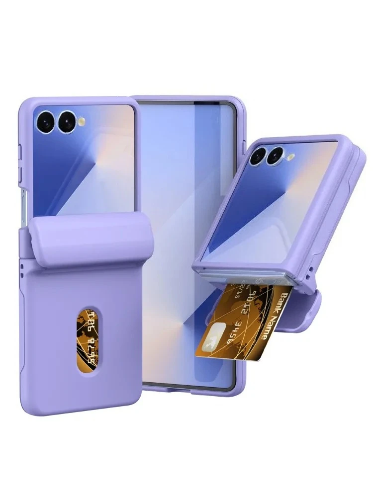 Brieftaschenhülle mit Kartenfach & Scharnierschutz für Samsung Galaxy Z Flip 8 7 6 5 4 3 Flip7 Flip6 Flip5 Flip4 Flip8 Handyhülle – Detail 11