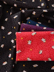 Arabesque Cartoon Cat Printed Cotton Fabric for Handmade DIY Sewing Dresses by Half Meter